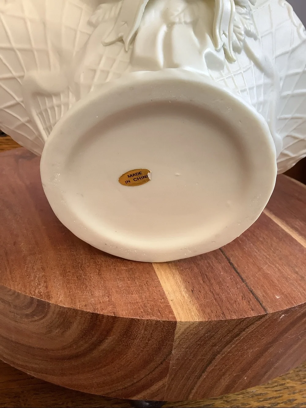 Vintage Ivory Ceramic Floral Basket Decorative Accent